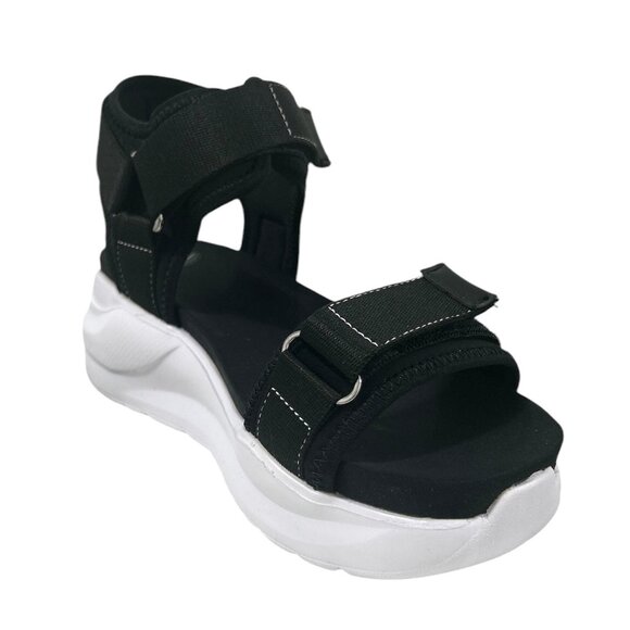 TRUE CRAFT GUMMY Women's Flatform Comfort Sporty Sandals Black Size 7.5 M - Picture 1 of 7